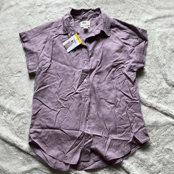 Tilley Lavender Button-Up Short Sleeve Top | 100% TENCEL | Size S - Picture 1 of 8